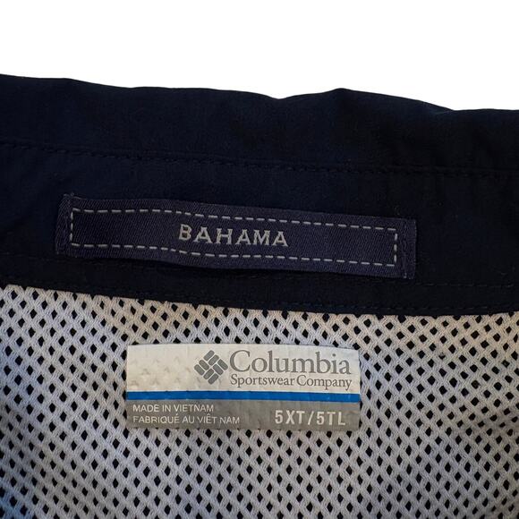 Columbia PFG Bahama Shirt Mens 5XT Blue Button Up Short Sleeve Vented Omni Shade - Picture 5 of 8